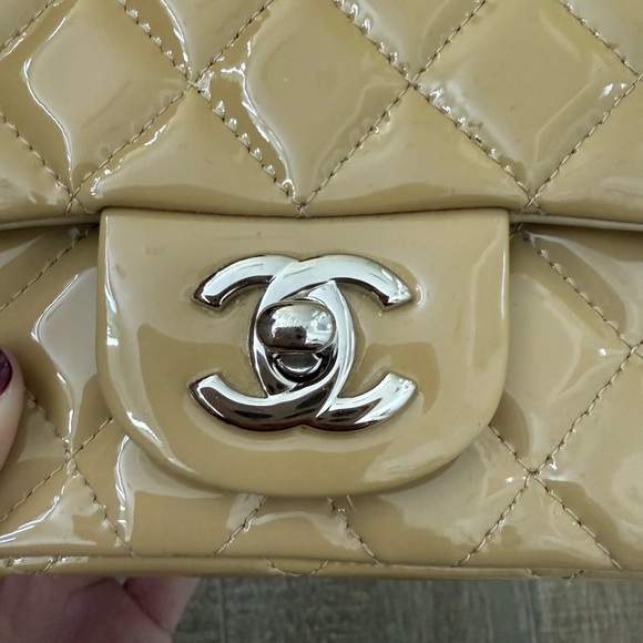 Chanel Patent Mini Square in Tan - Picture 2 of 10